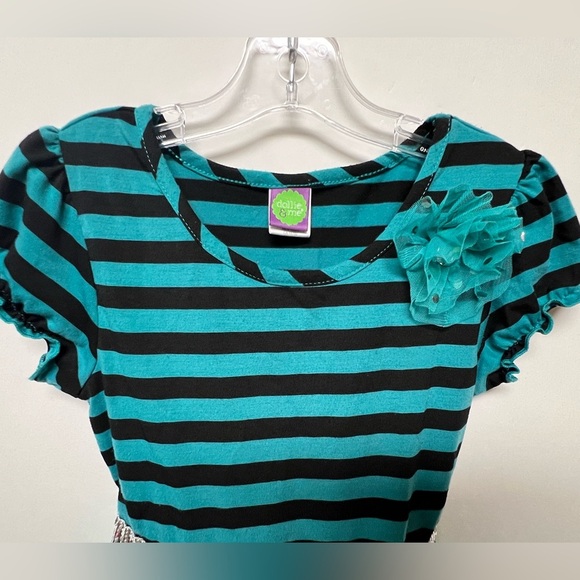 DOLLIE & ME GIRLS SPARKLE PARTY DRESS SIZE 8. TURQUOISE AND BLACK - Picture 2 of 7